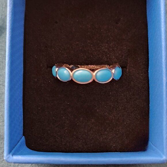 JTV Eternity Band, Sleeping Beauty Turquoise Sterling Silver Ring sz-7 - Picture 3 of 4